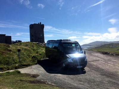 Curran Coaches minibus at Malin Head - Donegal Coach Hire, Ireland