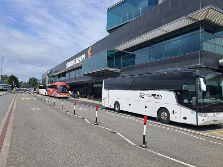 Curran Coaches, dropping off at Shannon Airport, Donegal Coach Hire and Irish tours, Ireland