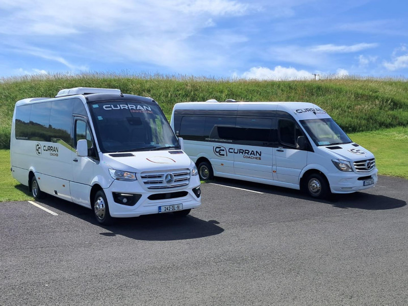Mercedes sprinter and Mercedes Turas 500 People Carriers with 8 - 16 Seats, Air Con, Large Luggage Area for hire from Curran Coaches, Kilcar, County Donegal, Ireland